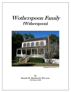 Wotherspoon (Witherspoon) Family ~ Donald M. Mackintosh